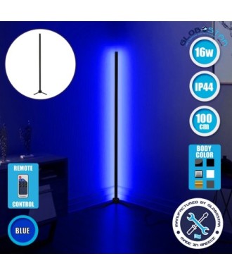 Μοντέρνο Minimal Επιδαπέδιο Μαύρο Φωτιστικό 100cm LED 16 Watt με Ασύρματο Χειριστήριο RF & Dimmer Μπλε GloboStar ALIEN Design GLOBO-100-6